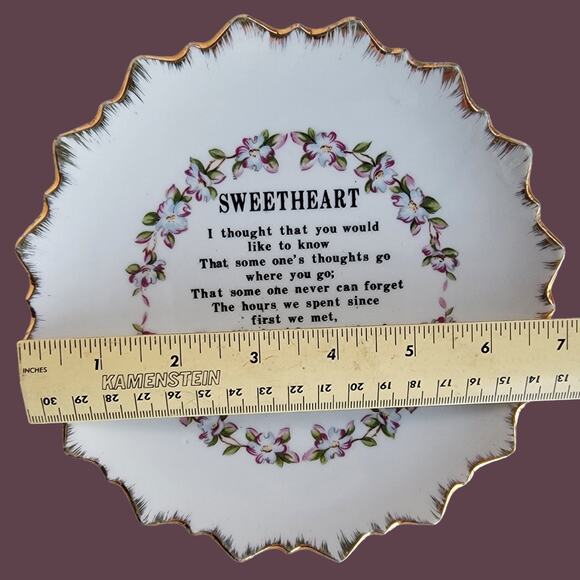 Vintage 1950s SWEETHEART Decorative Plate with Poem, Flowers and Gold Trim - Picture 5 of 5